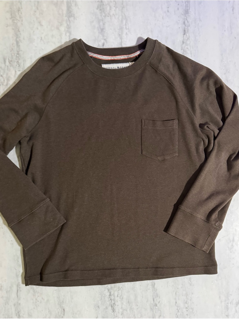 Normal Brand Men's Brown Long-Sleeve Lagenlook Thermal Knit Crewneck Shirt XXL